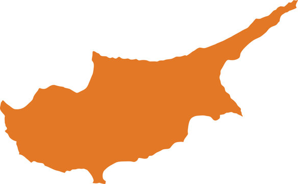 Cyprus map outline orange silhouette