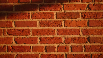 Fototapeta premium Sunlit Red Brick Wall with Warm Shadows