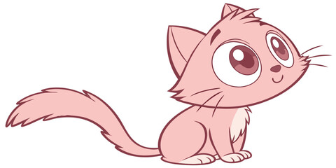 Fototapeta premium Adorable Cartoon Cat: A cute cartoon cat with expressive eyes and a playful pose captivates with its charm, rendered in a soft, appealing style. 