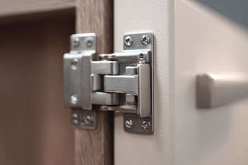 Fototapeta premium Close-up of a modern cabinet hinge