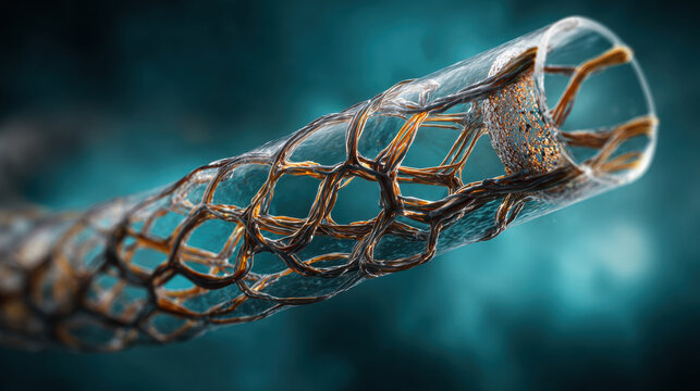 A medical device. 3D Medical Of Balloon Stent Angioplasty Procedure 3d illustration. 
