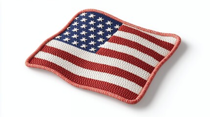 Knitted American Flag on White Background