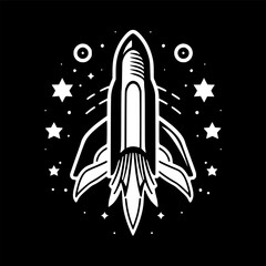 Space - Black and White Isolated Icon - Vector illustration