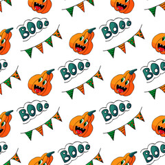 Halloween seamless pattern in hand draw style