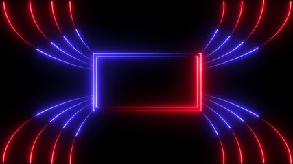 Neo red and blue color lines loop animation on black , background Abstract beautiful neon pattern lines purple purple color moving animation. abstract beautiful technology background rectangle video. - Powered by Adobe