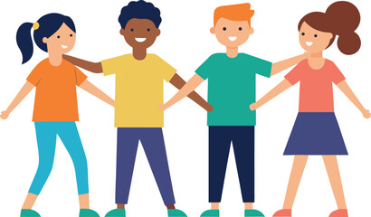 Fototapeta premium Flat Vector Illustration Of Multicultural Teens