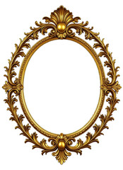 Decorative oval frame featuring intricate floral patterns and golden accents.