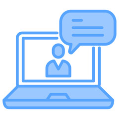 Online Interview Blue Icon