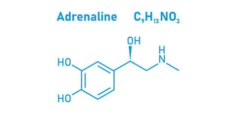 chemical structure of adrenaline or epinephrine.