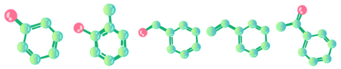 Cartoon Style Green Molecular Structure for Science Education and Chemistry Illustration