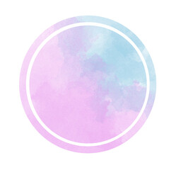 まるいピンクと水色の水彩
