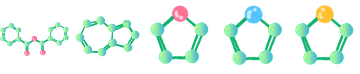 Cartoon Style Green Molecular Structure for Science Education and Chemistry Illustration
