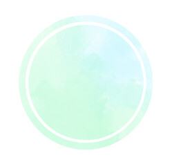 円い黄緑と水色の水彩