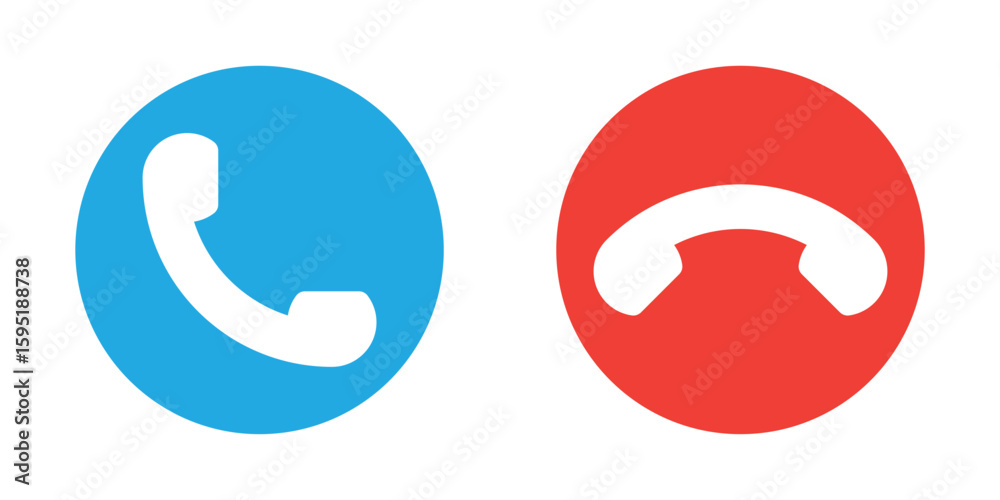 Poster call accept and decline icon. phone dial, answer and end buttons for apps and ui design. transparent