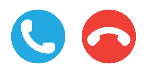 Call accept and decline icon. phone dial, answer and end buttons for apps and UI design. Transparent PNG and vector illustration.