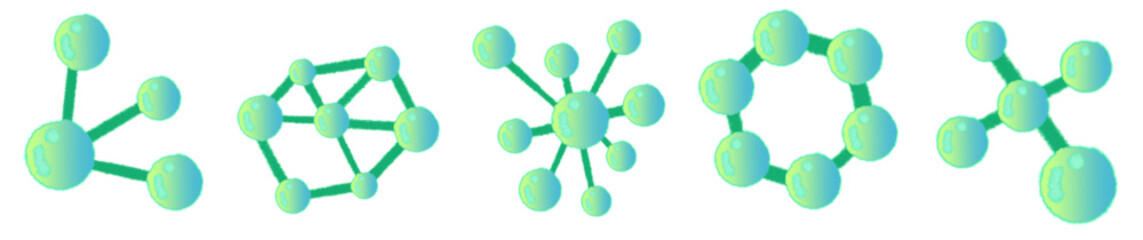 Cartoon Style Green Molecular Structure for Science Education and Chemistry Illustration