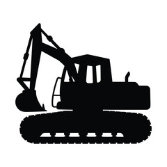 Heavy Duty Excavator Digger Silhouette Vector | Construction Machinery Outline Graphic for Industrial & Kids Themes