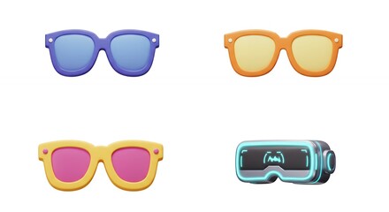Colorful glasses variety illustration