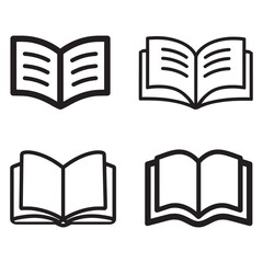 Open Book Icon Flat Minimalist Vector for Education or Reading