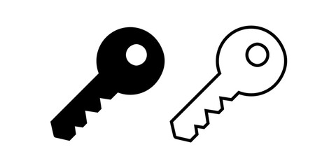 Key simple icon. Lock door pictogram, house or keyword vector symbol, password or success