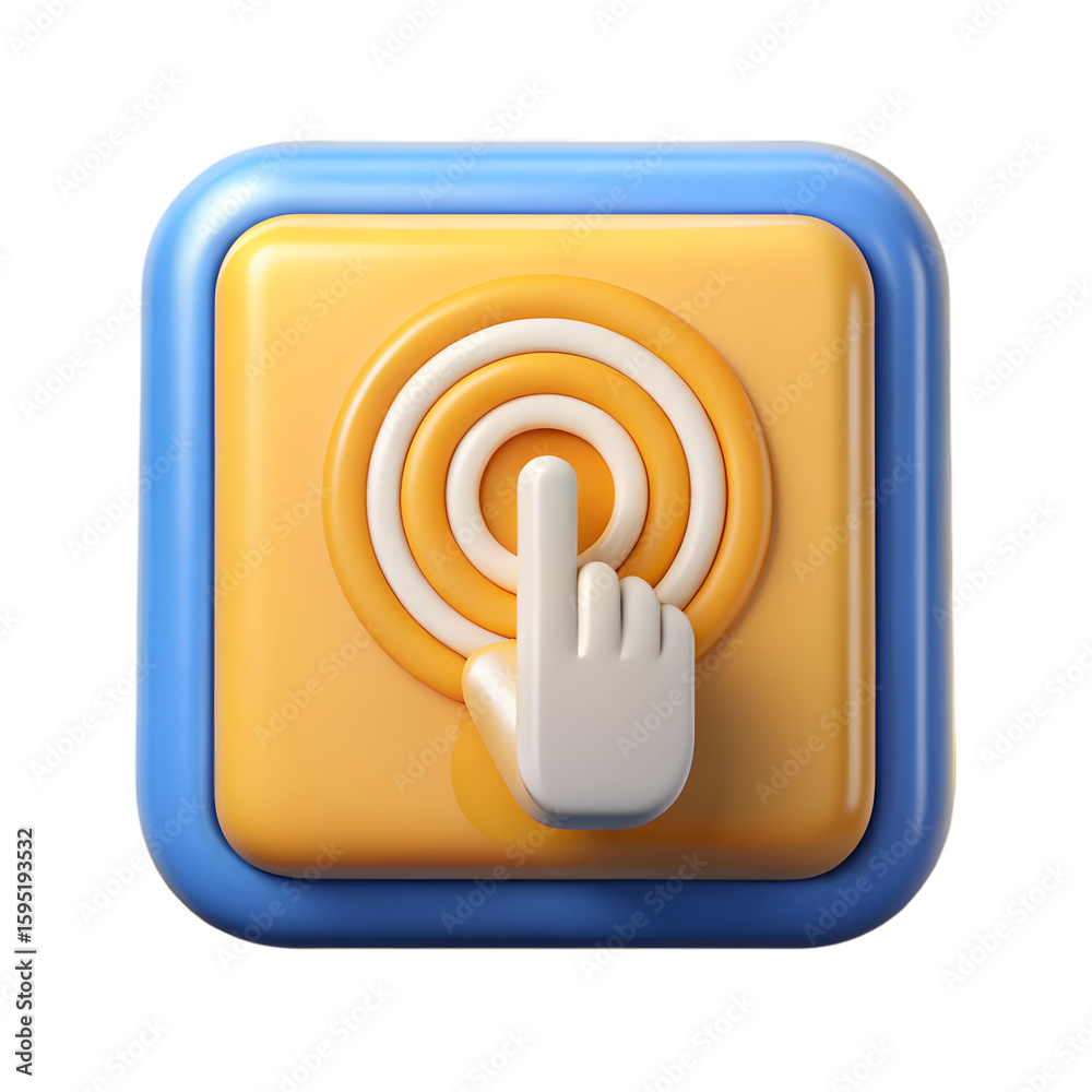 Poster Double tap click front view 3d rendering illustration icon on transparent background for UI interaction
