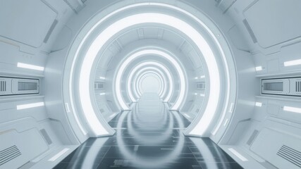 Fototapeta premium Futuristic Tunnel with Circular Light Rings