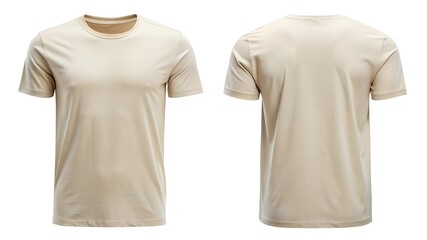 A light beige tshirt shown from the front and back, isolated on a white background