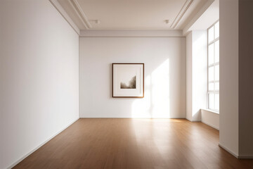 Obraz premium Frame Mockup - Empty Canvas with Plant Shadows - Minimal Wall Scene 