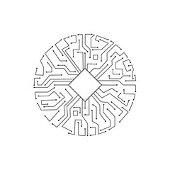 Geometric background and high tech circuit board connection system	
