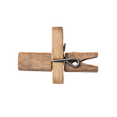 Wooden clothespin in a plus shape