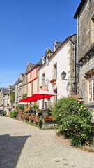 Titre : Rue médiévale colorée de Rochefort-en-Terre en été