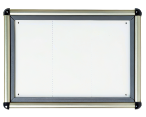 Empty rectangular display frame for advertisements or notices on a transparent background