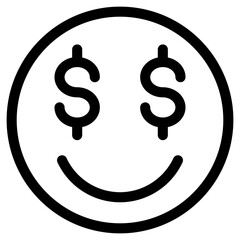 smiley dollar eyes icon