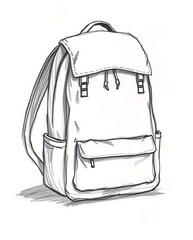 Hand-drawn sketch of a stylish backpack perfect for travel and everyday use design