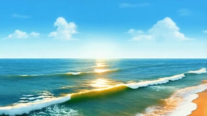 Scenic ocean waves and coastal celebrations in Japan for Sea Day with copy space