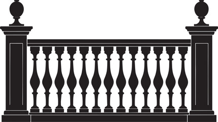 Ating Balustrade Silhouette in Classic Style Vector Illustration