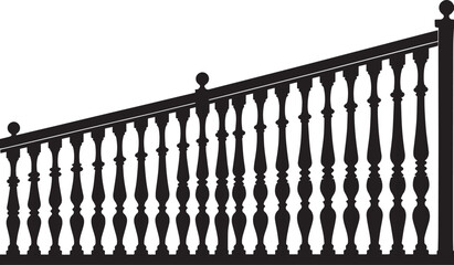 Ating Balustrade Silhouette in Classic Style Vector Illustration