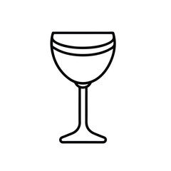 Minimalist Wine Glass Icon – Black and White Outline Vector Illustration