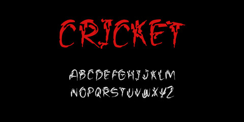 cricket brush font vector – grunge horror typeface with rough handwritten style for posters, titles, and halloween themes