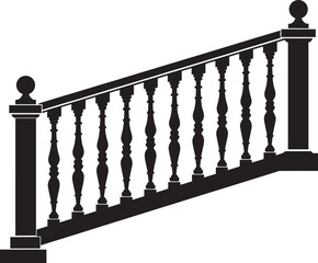 Ating Balustrade Silhouette in Classic Style Vector Illustration
