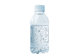 Clear plastic water bottle with bubbles