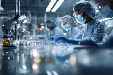 Researchers developing vaccines in a high-tech laboratory