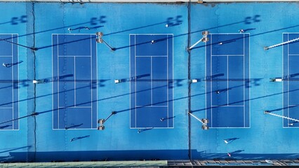 Top-Down Aerial Shot of Outdoor Tennis Match
