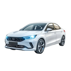 Fototapeta premium White sedan, front view. Modern car