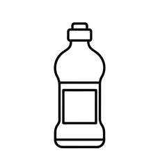 Outline of Plastic Bottle with Label – Minimalist Black and White Vector Container Design