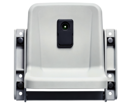 Gray plastic folding seat for stadium on a transparent background