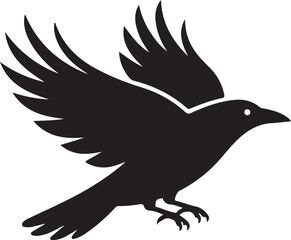 Fototapeta premium crow silhouette vector icon, silhouette of crow, vector illustration of crow, crow black symbol icon on white background.