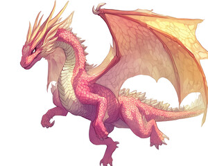 Pink dragon in flight