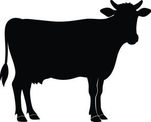 Cow silhouette icon, simple cattle graphic, flat animal vector