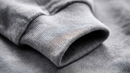 Close-up of a gray sweatshirt sleeve cuff